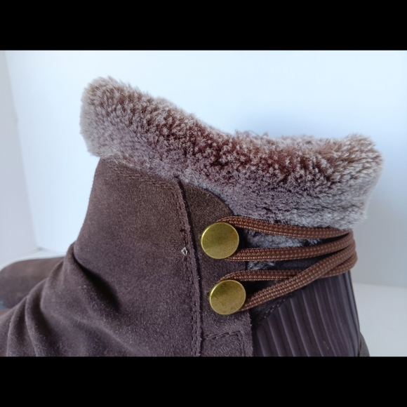 🖤 BareTraps Adelina Leather Suede Ankle Boots Bootie 9 Winter Faux Fur Burgundy - Picture 8 of 14